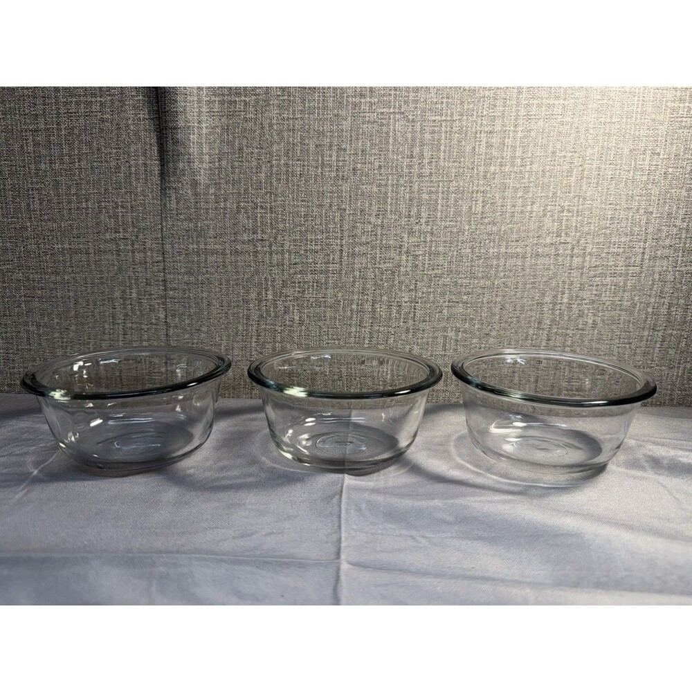 Anchor Hocking 1019 Clear Glass Oval Set of 3 10oz Ramekins Custard Cups